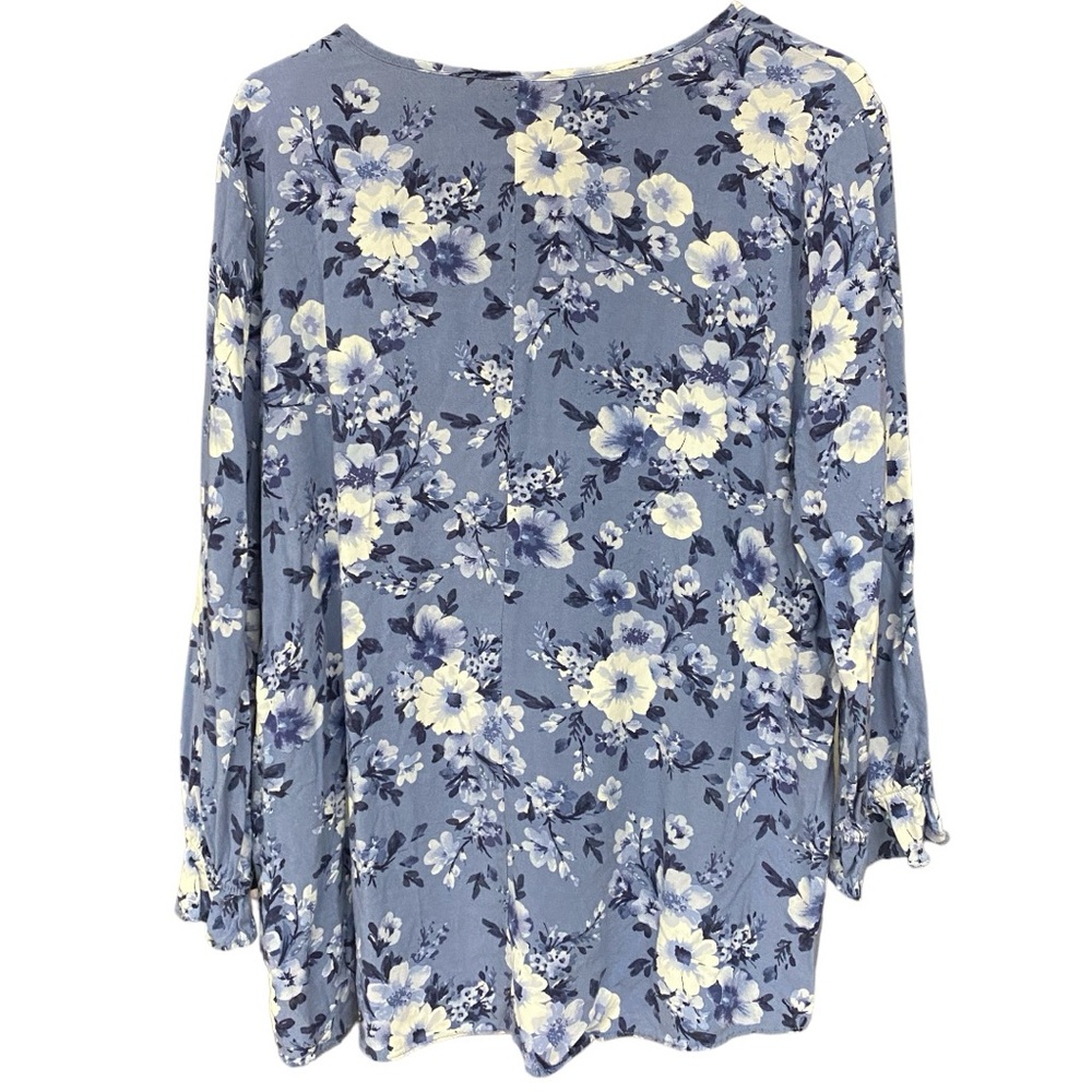 Cato Blue Floral Print Boho Top XL - Picture 5 of 6